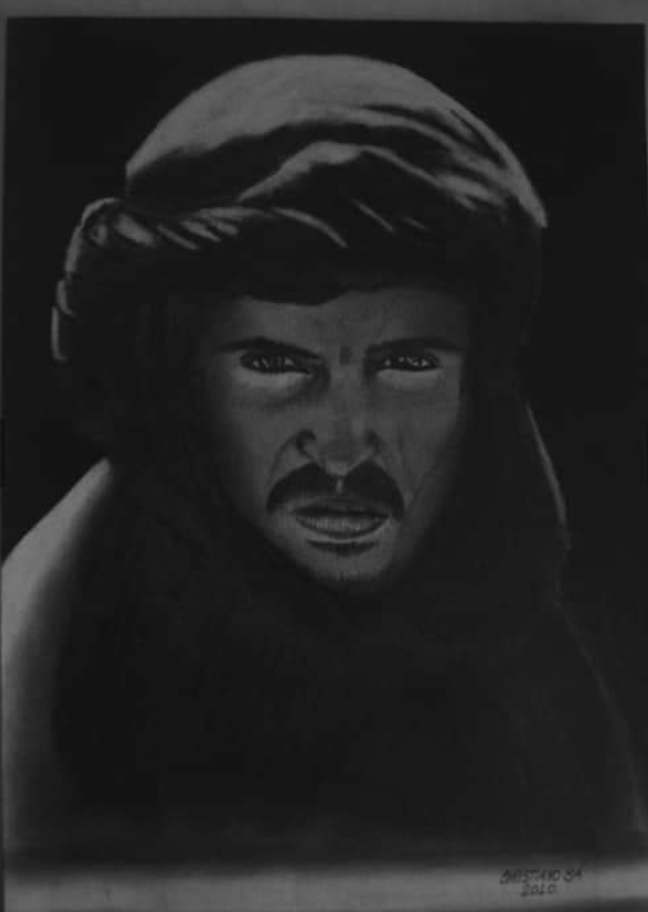 Desenho Realista de um homem Árabe.